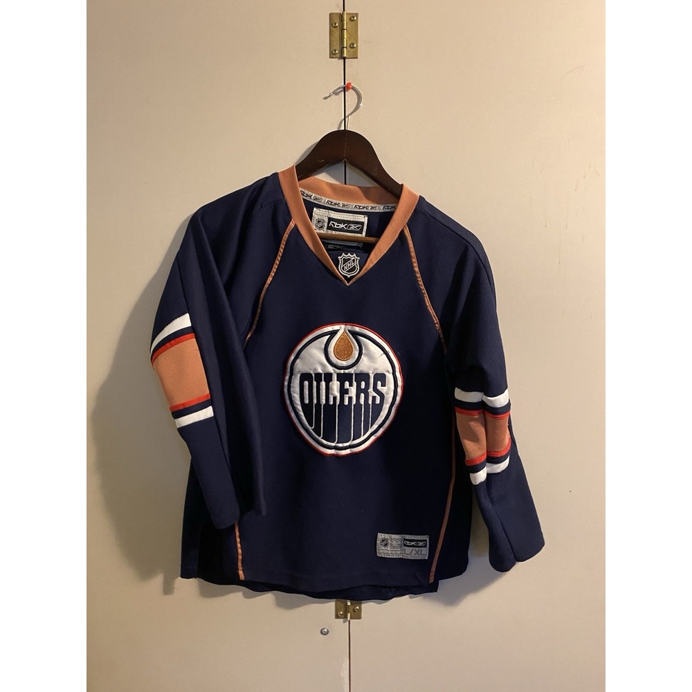 Reebok Hockey Jersey Youth L/XL Blue Good Edmonton Oilers Eklund 16 Custom